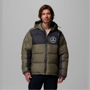 Men's High Quality <b>Denim</b> Puffer <b>Jacket</b> Vintage Style Hooded Collar Front Embroidered Logo Solid Pattern Winter Closure Zipper - Product Image 3
