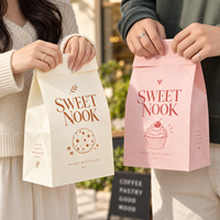 Sacs en papier kraft SOS marron et blanc avec logo personnalisé, emballage à emporter pour restaurant, livraison de nourriture et de pain