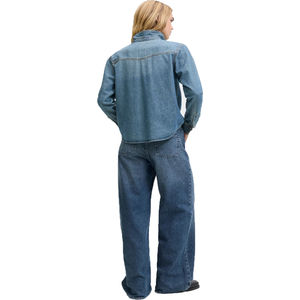 Salopette ample pour femme, jambe large, coupe ample, respirante, écologique, 100% coton denim, streetwear tendance, confortable et décontractée - Product Image 3