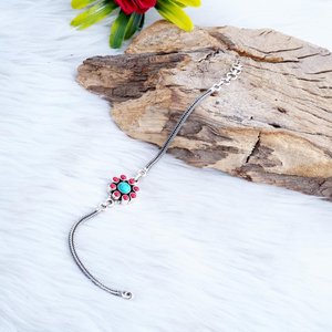 Bracelet fin en argent sterling 925 avec pierres précieuses multiples turquoise et corail, cadeau pour elle - Product Image 2