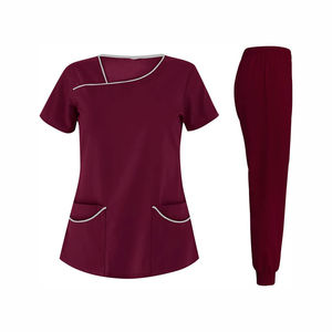 Ensembles de gommage pour femmes infirmière gommage uniforme travail à manches courtes costume col en v conception col montant manches courtes gommages uniformes ensembles - Product Image 1