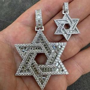 จี้รูปดาวประดับเพชรโมอิสซาไนต์สีขาวและเพชรน้ำจืด เงินแท้ 925 ดีไซน์เก๋สำหรับผู้ชายและผู้หญิง สไตล์ฮิปฮอป แฟชั่น - Product Image 2