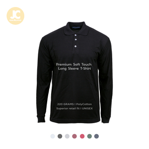 Cotton Polyester O-Neck Collar NORTH HARBOUR Plain Polo Long Sleeve <b>T</b>-<b>Shirt</b> Breathable Woven Fabric Unisex - Product Image 1