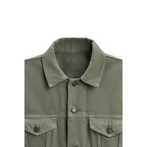 Veste de travail en gros, poids moyen, sergé de coton, boutonnière, poche avant, streetwear, veste lavée pour hommes - Product Image 4