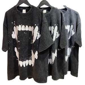 T-shirts pour hommes 100% coton délavés à l'acide T-shirt vintage délavé à l'acide T-shirts surdimensionnés pour hommes vente en gros délavés à l'acide - Product Image 1