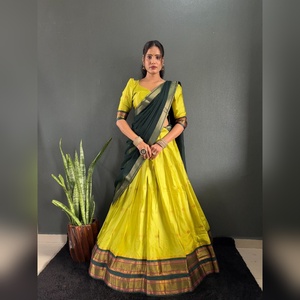 Lehenga Choli de Diseño para Fiestas, Tejido de Algodón con Borde Grande, para Bodas Indias, al por Mayor y Económico, OEM ODM - Product Image 2