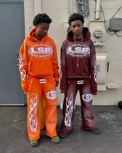 Custom Men Distressed <b>Embroidery</b> Custom Sweatsuit Vendors Men Loose Baggy Tracksuits Two Piece <b>Set</b> Jogging Suits <b>Set</b> for Men - Product Image 4