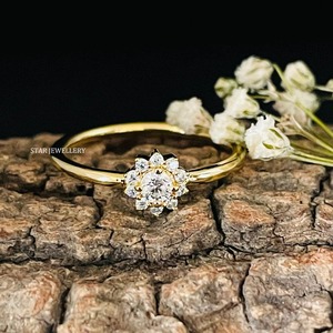 14K แหวนทองเพชรที่ปลูกในห้องปฏิบัติการที่เป็นของแข็งดอกไม้สวยงามและเรียบง่าย - Product Image 4