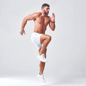 Gusset Stretch Fabric Moisture Wicking Breathable <b>White</b> Casual Customizable 5 Inches Impact <b>Shorts</b> with Bonded Waistband - Product Image 5