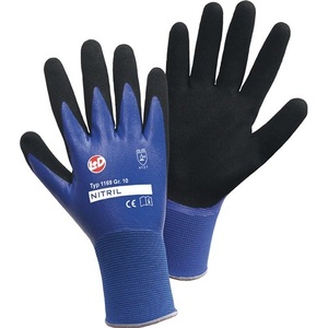 Gants en nitrile Aqua taille 10 bleus/noirs, double nitrile, EN 388 PPE II LEIPOLD+DHLE, lot de gants de jardin, équipement de protection - Product Image 1