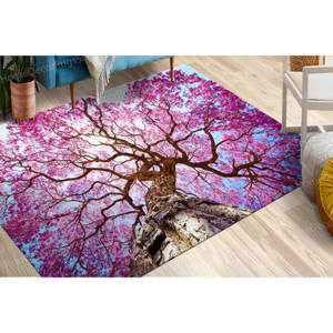 Alfombra con estampado de paisaje de árboles, fácil de limpiar, para pasillo, comedor, alfombra fina no tejida - Product Image 1