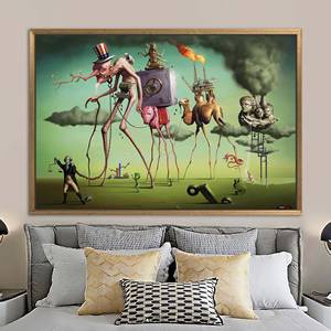 Obra de arte impresa en lienzo de Salvador Dalí, American Dream, diseño plano y vibrante, 1P: con marco dorado - Product Image 1
