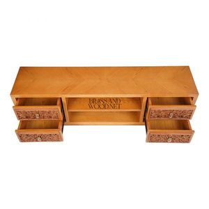 Meuble TV classique en bois avec détails de tiroirs sculptés - Product Image 2