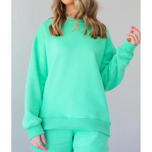 Conjunto de Dos Piezas de Sudadera con Capucha y Pantalones Cortos Deportivos Casuales de Invierno para Mujer, Personalizados por el Fabricante, 100% Algodón Felpa - Product Image 1