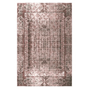 Alfombra de Chenilla Lavable a Máquina con Estampado Digital Oriental Tradicional en Terracota Dorado, Antideslizante, Modelo LXDP-0080 de RUGS DEPOT, Venta al Por Mayor - Product Image 1