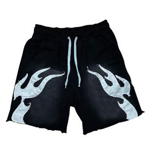 Haute qualité 100% coton respirant tricoté hommes Sweat Shorts Vintage personnalisé brodé Patch Logo dessin été acide Plus - Product Image 1