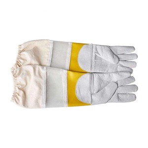 Gants de travail d'apiculture au miel Gants d'apiculture à manches longues Anti piqûre d'abeille Gants de sécurité en toile entièrement en cuir de vachette - Product Image 3
