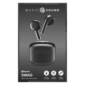Écouteurs Bluetooth TWS noirs BTMSTWSSWAGK 0899225 avec microphone, ligne cellulaire, son musical, sans réduction de bruit - Product Image 2