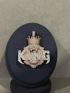 Colgante RB Gems con Inicial de Nombre Personalizada Islámica, Plata de Ley 925, Diamante Moissanita VVS, Estilo Hip Hop, Acabado en Oro Rosa - Product Image 4