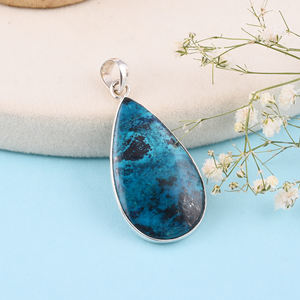 Piedra preciosa natural con forma de pera Shattuckite Plata de Ley 925 con colgante Chapado en plata Colgante de moda para mujeres y hombres. - Product Image 3