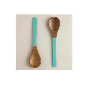 Juego de servidores de ensalada de madera y resina Asas de resina Utensilios de madera de acacia Utensilios de cocina Cucharas para servir Durable Único - Product Image 4