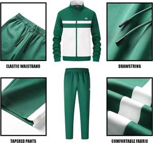 Conjuntos de chándal informales de 2 piezas para hombre, chaqueta de manga larga con cremallera completa y pantalones de chándal, trajes deportivos - Product Image 5