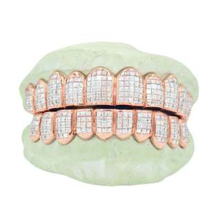 8 Top 8 Bottom Fully Iced Moissanite Diamond Hip Hop Grillz 925 Sterling <b>Silver</b> Custom Tooth Grillz Fine High Quality Product - Product Image 1