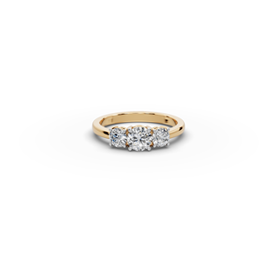 Bague de fiançailles en diamant de laboratoire 3 pierres de 1,00 ct, taille ovale, bijoux fins, certificat IGI, incrustation en platine, or jaune 10 carats, perle - Product Image 2