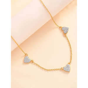 Collier station coeur plaqué or pour femme avec pendentifs et breloques à la mode - Product Image 3