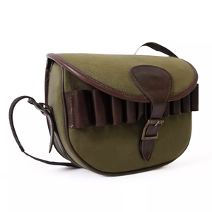 Bolsa de cartucho de cuero de lona para tiro de caza de perros 100-125 conchas de arcilla para mujer, bolsa de munición de mano de cuero, funda para llamada de juego - Product Image 3