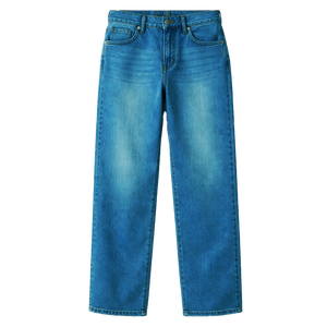 Pantalones Vaqueros Casuales de Mezclilla para Mujer, Corte Recto, Transpirables, Teñidos, Color Sólido Vintage, Cintura Media, Algodón, Ligeros para el Verano - Product Image 4