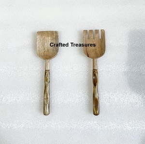 Eco Friendly Wooden And Resin Cutlery salad server <b>Set</b> With Resin Handle New Development with Best Quality Flatware Cutlery - Product Image 4