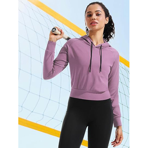 <b>Women</b> Fashion Hoodie Sexy Cropped Short Hooded <b>Sweatshirt</b> <b>Long</b> Sleeve Cotton Pullover Street Style Casual Comfort Fit - Product Image 2