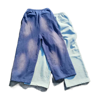 Pantalon de survêtement évasé décontracté en tissu non tissé léger avec impression par sublimation de logo personnalisé, en polyester/coton éponge - Product Image 2