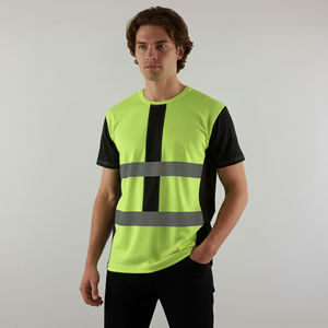 High-Visibility Class 2 Polyester Safety Shirt for Men Reflective <b>Tape</b> Waterproof LED Flash Breathable Comfortable 2-Tone Design - Product Image 1