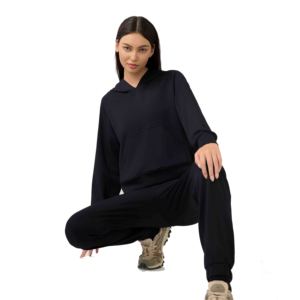 Otoño/Invierno mujer Casual Sudadera con capucha de punto Stonewashed Front Logo suelta delgada 100% algodón Fitness Yoga deportes sudadera - Product Image 3