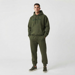 Sudadera con Capucha Deportiva Hawk Eye para Hombre, Corte Ajustado, Forro Polar de 300g, Invierno, Conjunto Deportivo con Botones, Transpirable - Product Image 1
