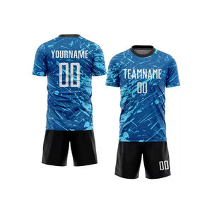 Ensemble d'uniformes de football de haute qualité pour hommes avec logo personnalisé Maillot et short à séchage rapide Vêtements d'équipe de football respirants OEM Tenue de sport - Product Image 1