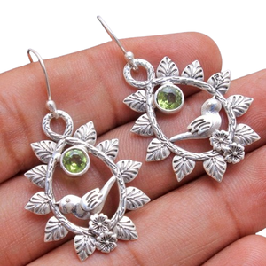Girls Simple Fashion <b>Peridot</b> Gemstone <b>Earrings</b> 925 Solid Sterling Silver <b>Earrings</b> for Women Girls Dangle <b>Earrings</b> Silver Jewelry - Product Image 1