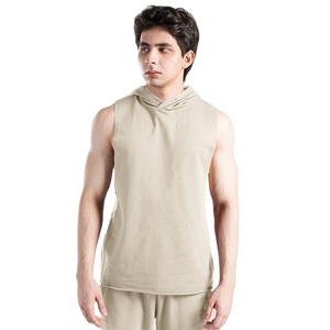 Haut de sport sans manches à fermeture éclair pour homme, 100 % coton, léger, écologique, séchage rapide, pour la gym et l'entraînement - Product Image 1