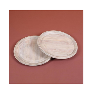 Assiettes chargeur en bois de 10 pouces plateau de service plats en bois d'acacia assiettes chargeur de dîner en bois forme ronde - Product Image 4