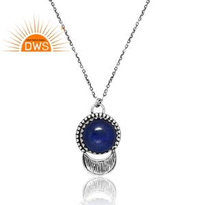 Latest Selling 925 <b>Sterling</b> <b>Silver</b> Natural Lapis Gemstone Pendant Necklace Custom Jewelry <b>for</b> <b>Women</b> Gift <b>for</b> Her - Product Image 2