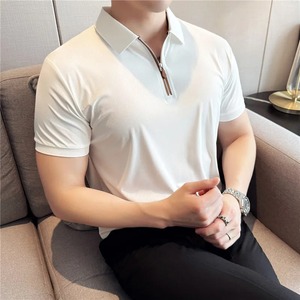 Summer Daily Casual Mens Knit Polo <b>Shirt</b> Slim Fit <b>Button</b>-<b>up</b> Polo Neck Pullover Tops Men Fashion Solid Color Knitting Polos - Product Image 6
