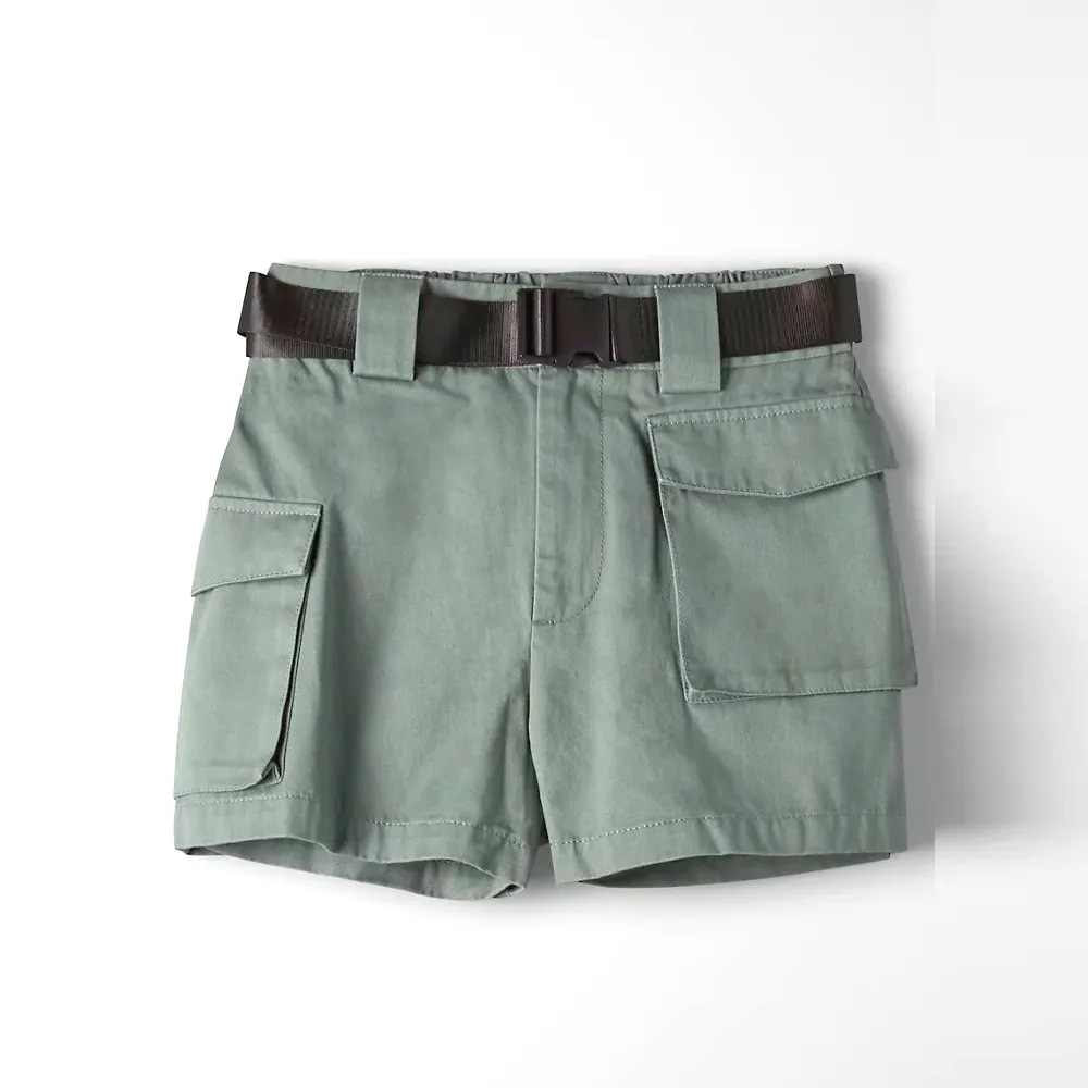 100% organic cotton Women's custom sizes Trail Hiking Cargo Shorts Khaki Beige with Pockets