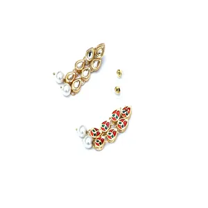 Conjunto de collar largo blanco Kundan para ocasiones de boda - Product Image 4