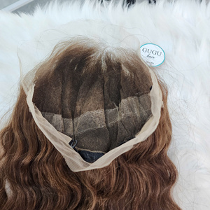 GUGU Honey Brown Virgin Vietnamese Human Hair Full Lace <b>Wig</b> Long 250% Density HD Transparent Glueless Lace Baby Hair Double - Product Image 6