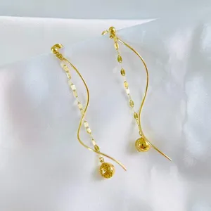 Lerca Fashion Earring Jewelry 18k Solid Gold Earring Women Au750 Real Gold Drop Earrings Yellow Gold Trendy