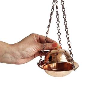 Handmade Copper Traditional Design Hanging <b>Incense</b> <b>Burner</b>, Yoga Meditation Steam, Spiritual Gift, Candle <b>Holder</b> With Lid - Product Image 3