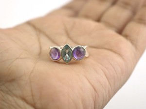 Anillo de Piedra Natal de Aguamarina y Amatista, Plata de Ley 925, Hecho a Mano, para Mujer - Product Image 6