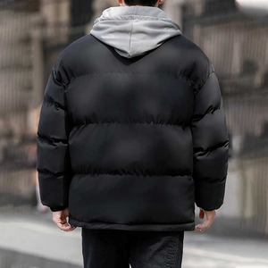 Chaqueta acolchada con capucha impermeable cálida negra de estilo de moda personalizada para hombre, chaqueta acolchada de invierno al por mayor - Product Image 3